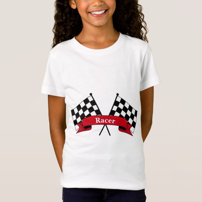 Black and White Flags Racing Kids Shirt