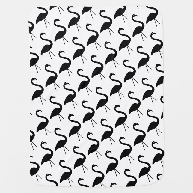 Black and White Flamingo Baby Blanket (Front)