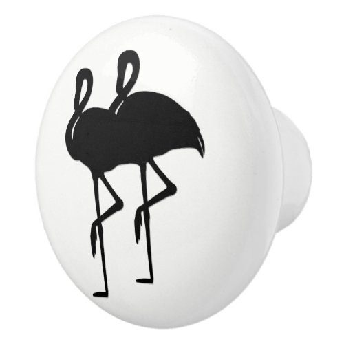 Black and White Flamingo Ceramic Knob