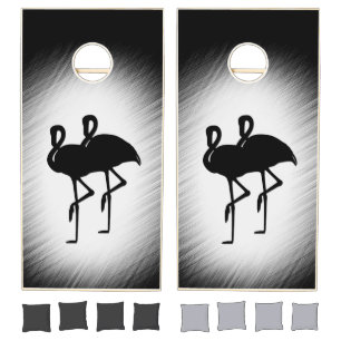 Black and White Flamingo Cornhole Set