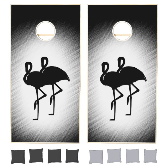 Black and White Flamingo Cornhole Set (Set)