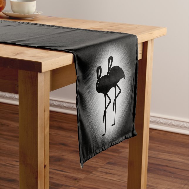 Black and White Flamingo Short Table Runner (In Situ)