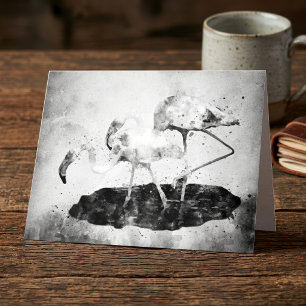 Black and White Flamingo Watercolor Wall Art Decor Thank You Card