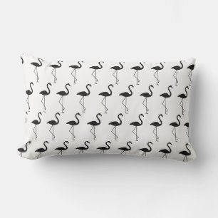 Black and White Flamingos - Outdoor Lumbar Pillow