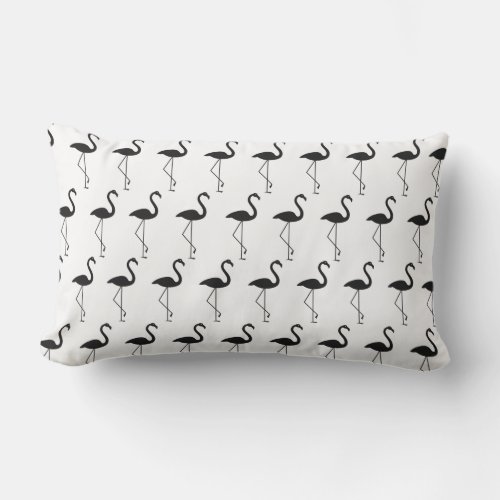 Black and White Flamingos _ Outdoor Lumbar Pillow