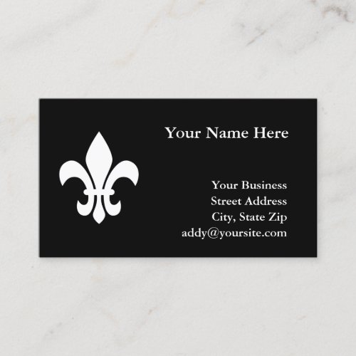 Black and White Fleur de Lis Business Card
