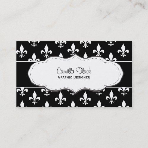 Black and White Fleur de Lis business cards