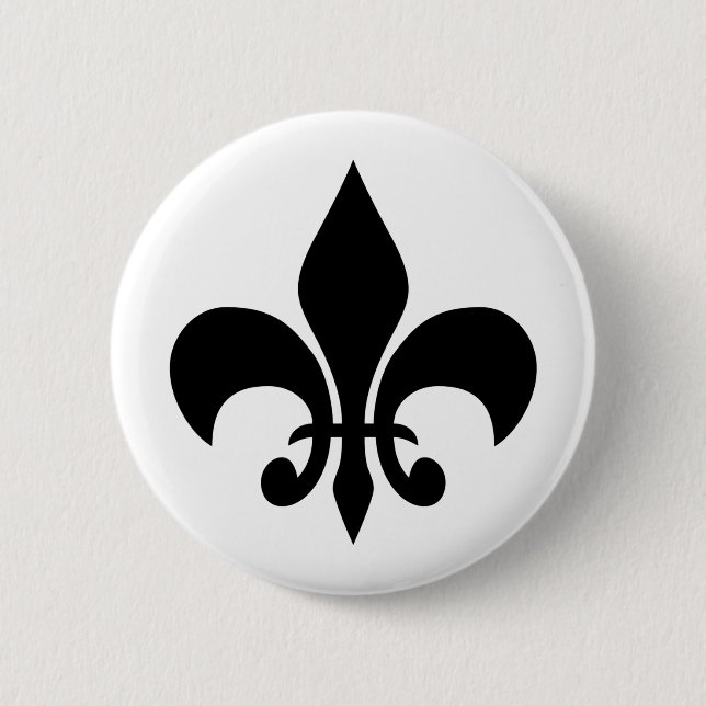 Black and White Fleur de Lis Button (Front)