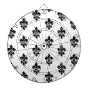 Black and White Fleur De Lis  Dart Board