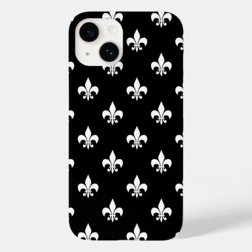 Black and White Fleur de Lis Pattern Case_Mate iPhone 14 Case