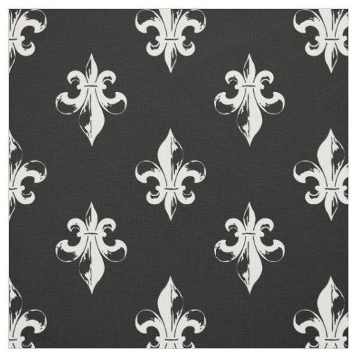 Black and White Fleur De Lis Pattern Fabric