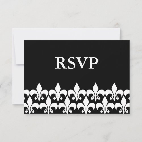Black and White Fleur de Lis RSVP Response Card