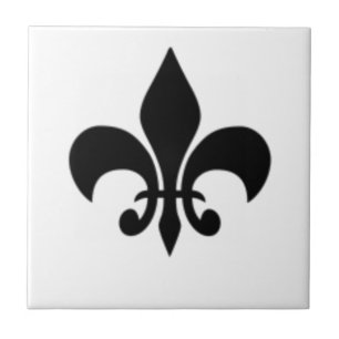 Black And White Fleur De Lis Tile