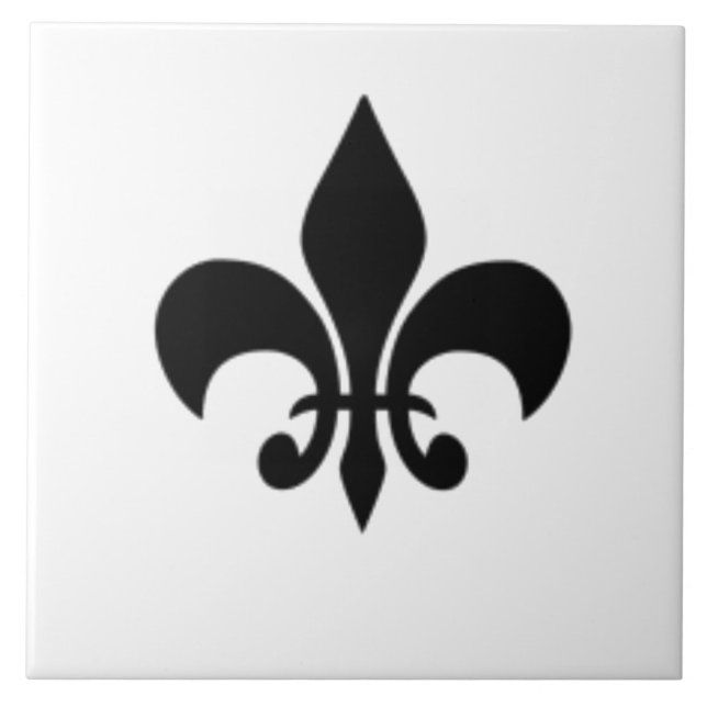 Black And White Fleur De  Lis Tile (Front)