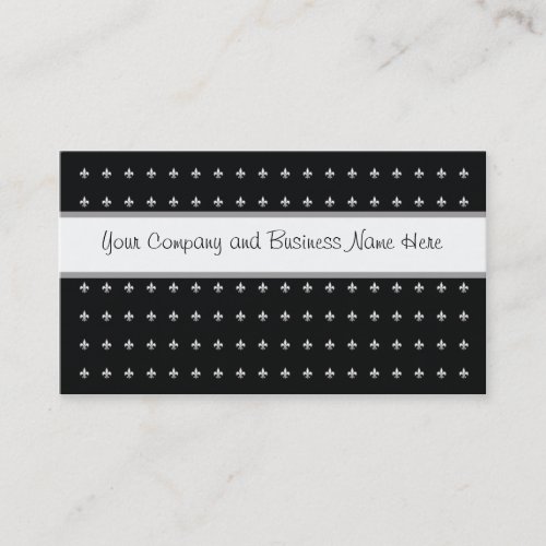 Black and White Fleur de Lys Business Cards