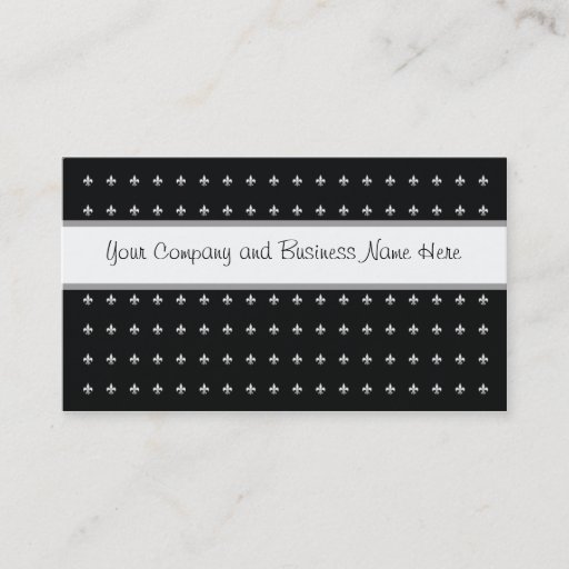 Customizable Black and White Fleur de Lys Business Cards