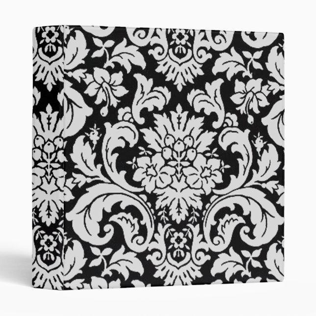 Black and White Floral 3 Ring Binder (Front/Spine)