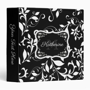Black and White Floral 3 Ring Binder