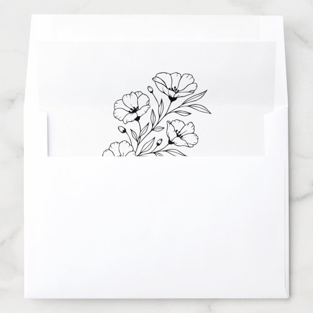 Black and White Floral A7 Envelope Liner (In Envelope)
