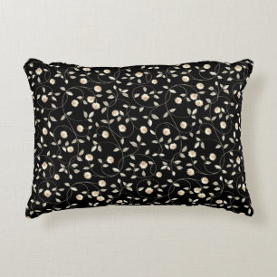 Black and White Floral Accent Pillow