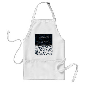 Black and White Floral Adult Apron
