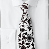 Black and white floral gift neck tie | Zazzle display picture 2