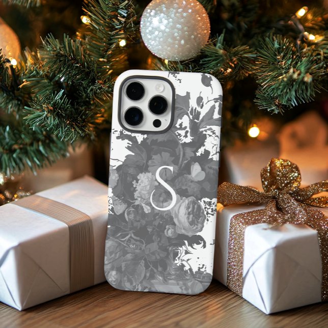 Black and White Floral Artistic Personalized Gift Case-Mate iPhone Case (Creator Uploaded)