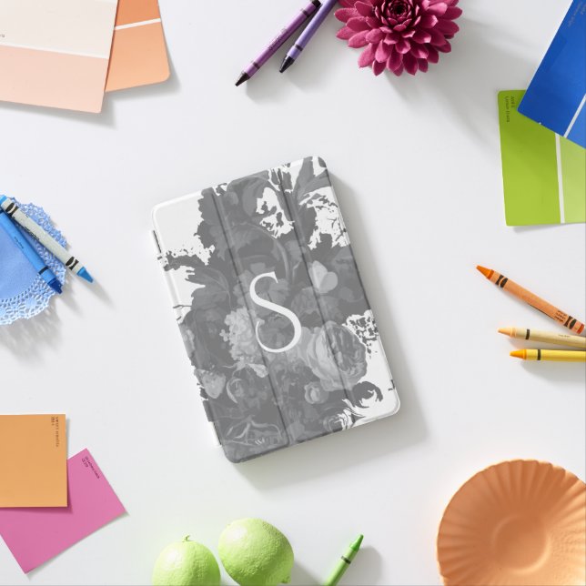 Black and White Floral Artistic Personalized Gift iPad Mini Cover (In Situ)
