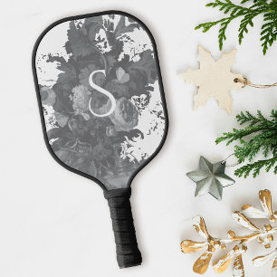 Black and White Floral Artistic Personalized Gift Pickleball Paddle