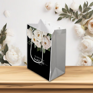 Black And White Floral Bachelorette Party Medium Gift Bag