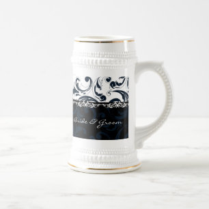 Black and White Floral Beer Stein