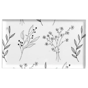 Black and White Floral Boho Wedding Place Card Holder