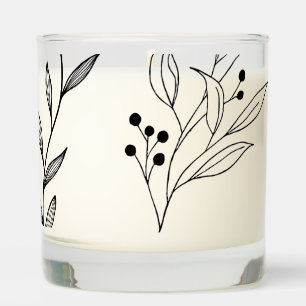 Black and White Floral Boho Wedding Scented Candle