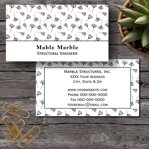 Black and White Floral Botanicals Business Card