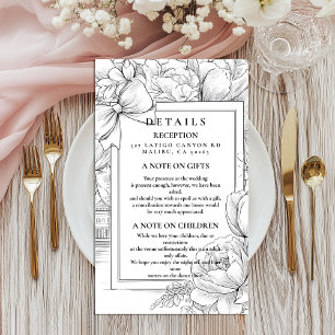 Black and White Floral Bow Wedding Enclosure Card
