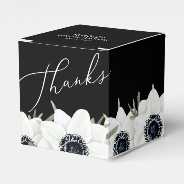 Black and White Floral Bridal Shower Favor Boxes (Front Side)