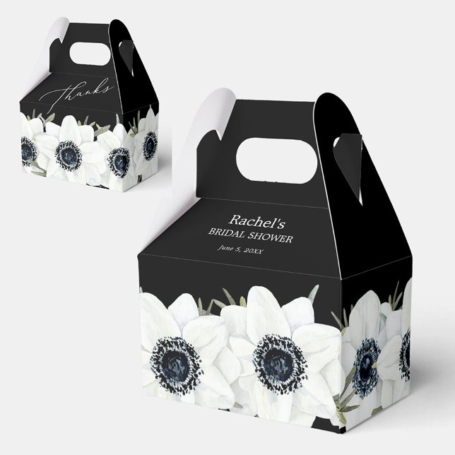 Black and White Floral Bridal Shower Favor Boxes (Creator Uploaded)