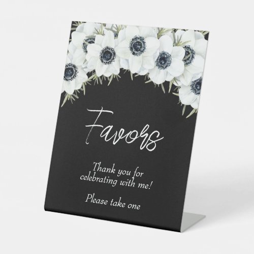 Black and White Floral Bridal Shower Favors Pedestal Sign