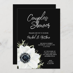 Black and White Floral Bridal Shower Invitation