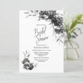 Black and White Floral Bridal Shower Invitation (Standing Front)