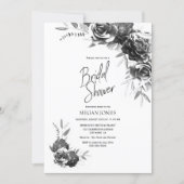 Black and White Floral Bridal Shower Invitation (Front)