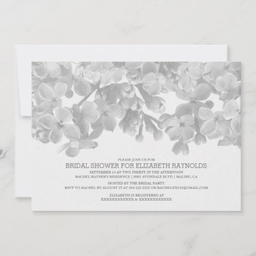 Black And White Floral Bridal Shower Invitations