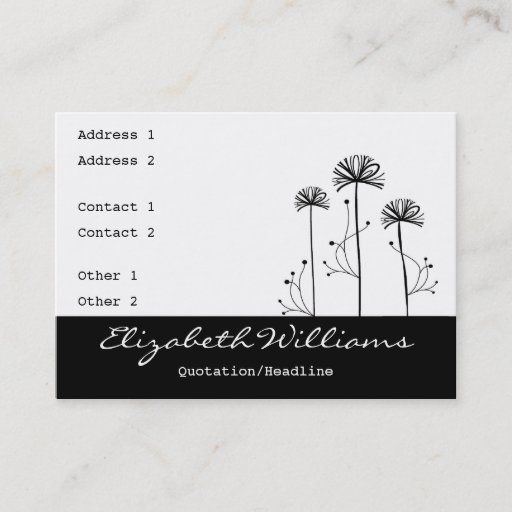 Customizable Black and White Floral Business Card Templates