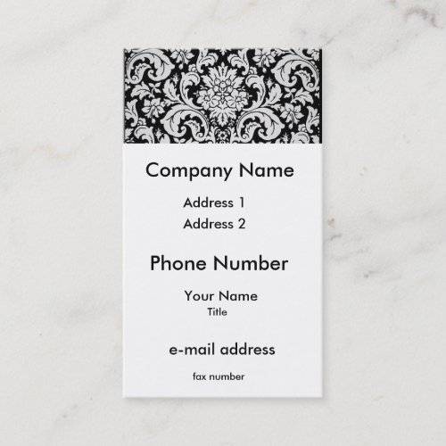 Black and White Floral Business Card