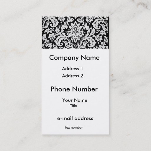 Customizable Black and White Floral Business Card