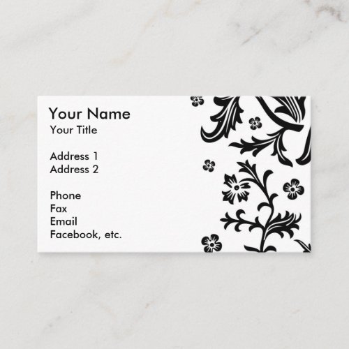 Black and White Floral Business Cards