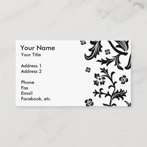 Customizable Black and White Floral Business Cards