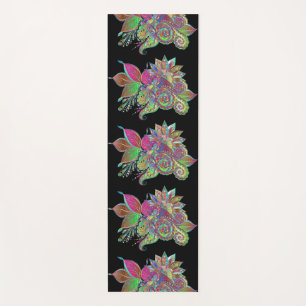 Black and White Floral Butterfly Mandala Yoga Mat