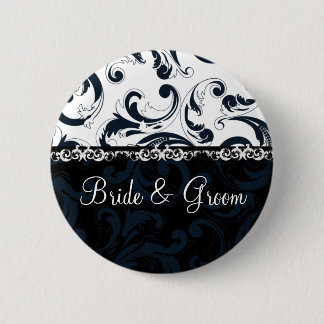 Black and White Floral Button