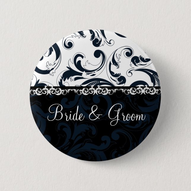 Black and White Floral Button (Front)